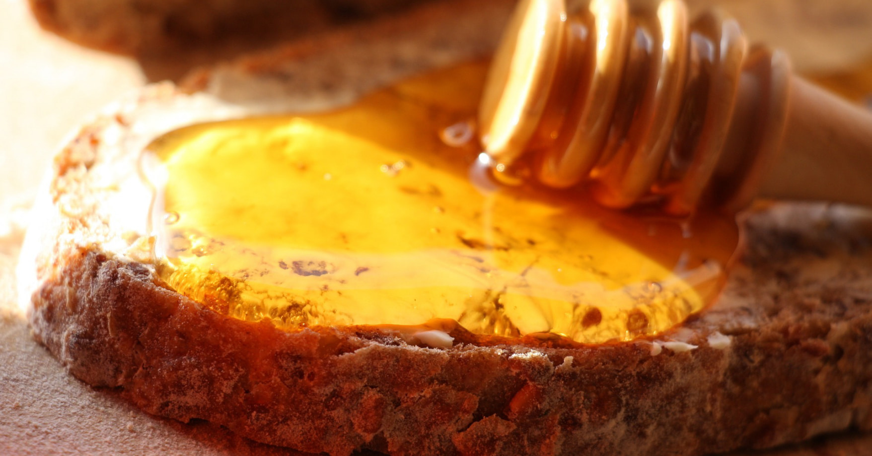 natural raw honey on homemade bread